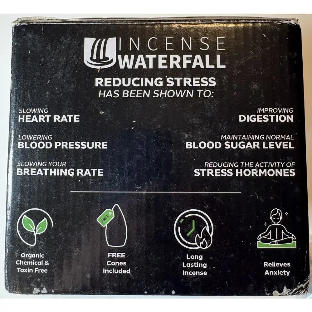 Inscents Waterfall Backflow Incense Holder Relieve Stress, Anxiety, Toxin Free